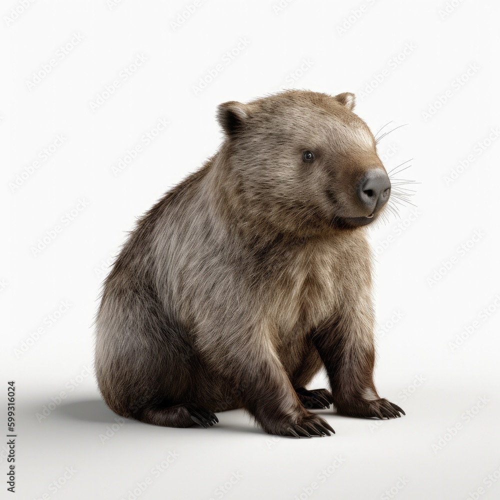 animal, wombat, mammal, ferret, isolated, wildlife, white background