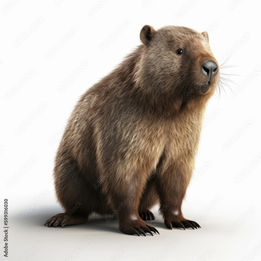 animal, wombat, mammal, ferret, isolated, wildlife, white background