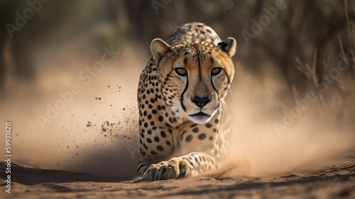 Stunning Cheetah in Motion: Wildlife Beauty - AI Generated © ArquitecAi