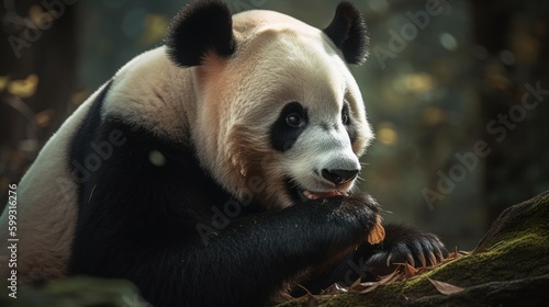 Majestic Panda in Wild Habitat - AI Generated