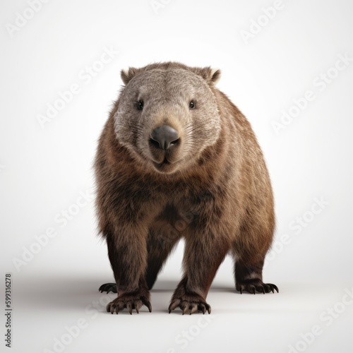 animal, wombat, mammal, ferret, isolated, wildlife, white background, nature, white, wild, fur, pet, cute, polecat, brown, racoon, young, standing, isolated on white, sitting, front view, cut out, nob © Enzo