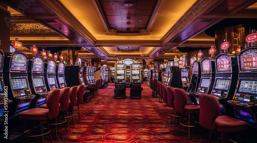 Casino machines in the entertainment area at night