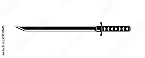 Katana sword samurai ronin japanese style tattoo flat vector icon design.