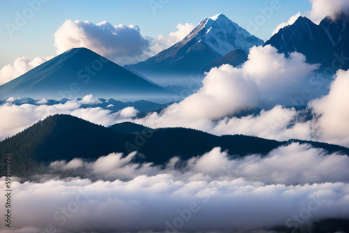 Misty mountains cloudy landscape