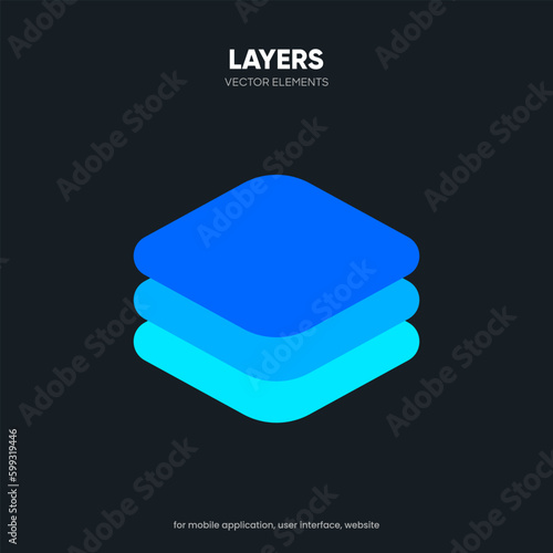 Layers icon, Three levels stacked on white background. Layer symbol for UI UX, website or mobile app icon.