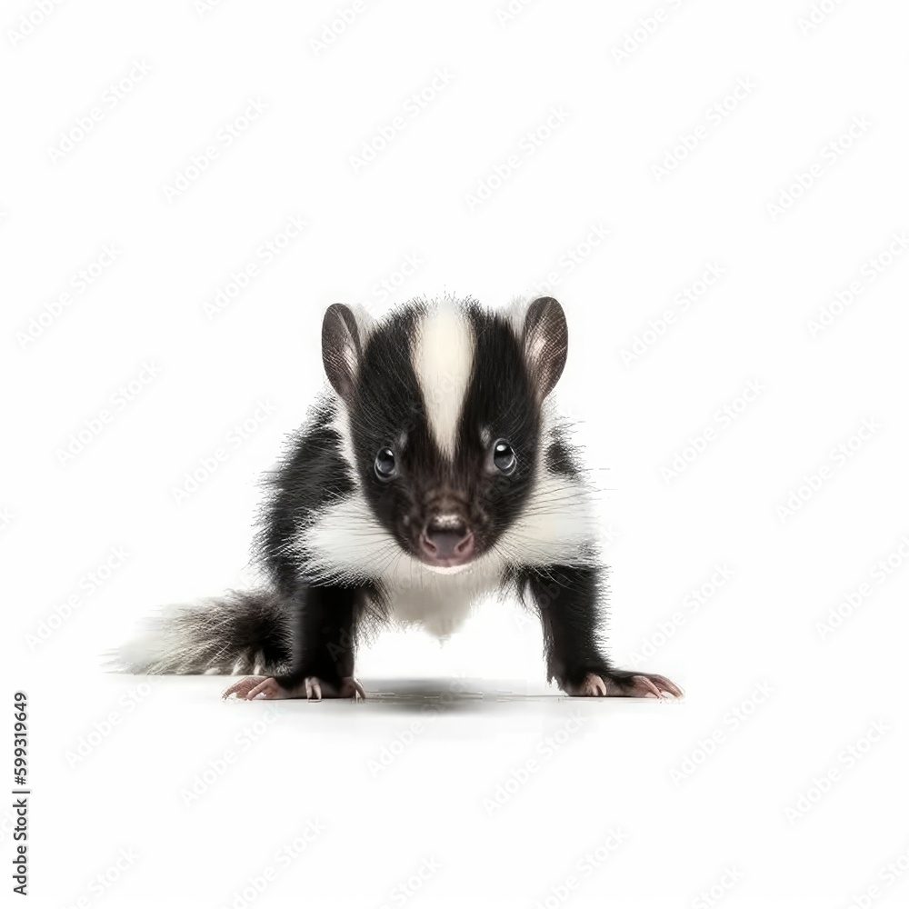 Baby Skunk isolated on white (generative AI)