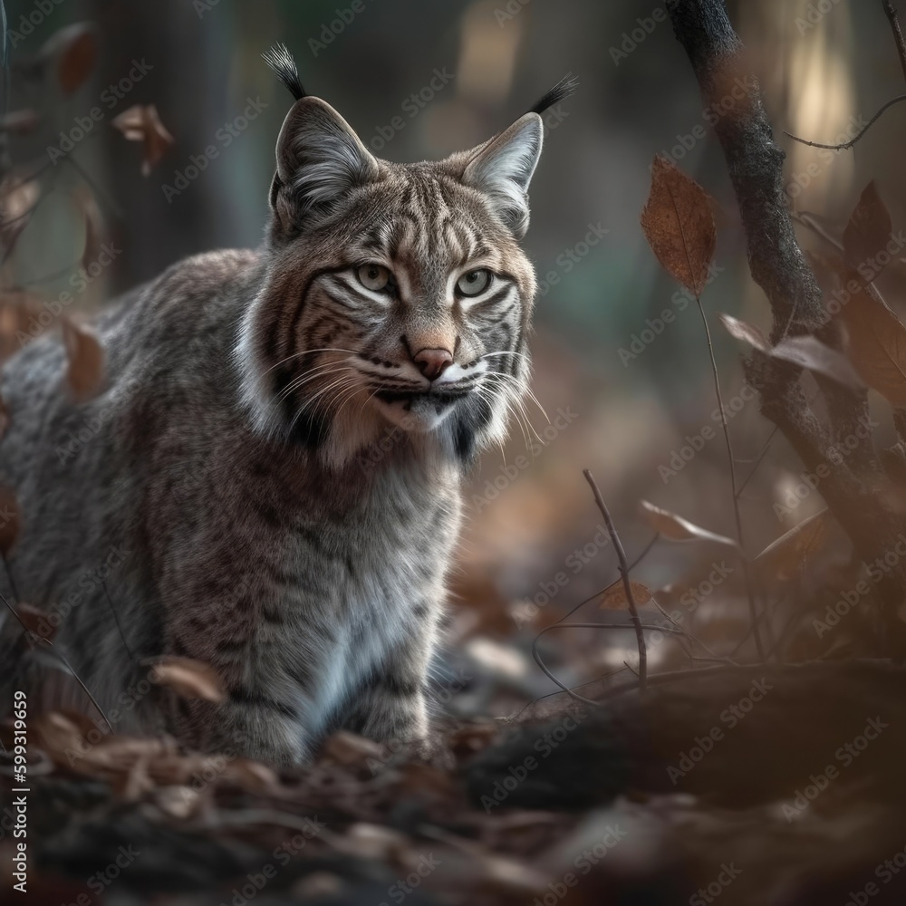 Bobcat in natural habitat (generative AI)