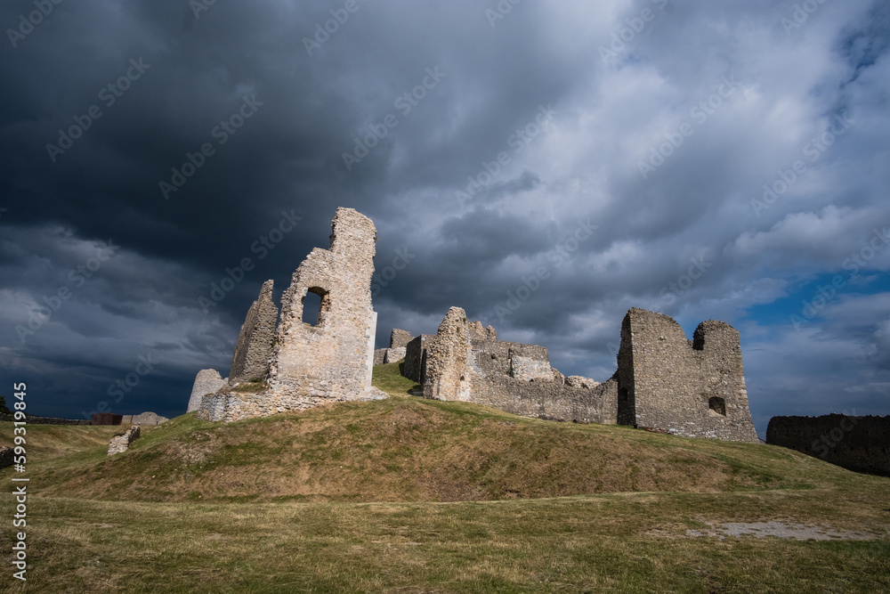Medieval fortress stone ruins castle Branc, Slovakia