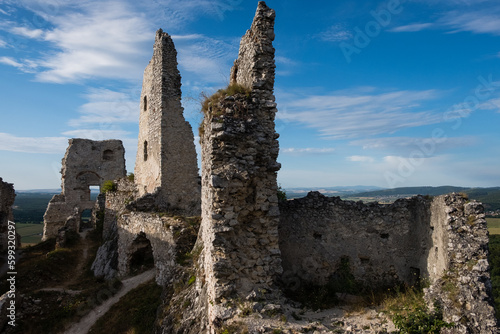 Abandoned ruins of medieval Plavecky castle in Slovakia photo