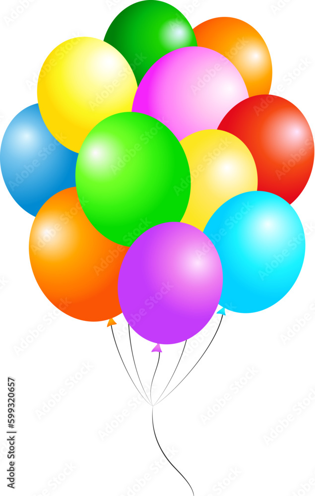 Colored balloons on a rope, design for a holiday