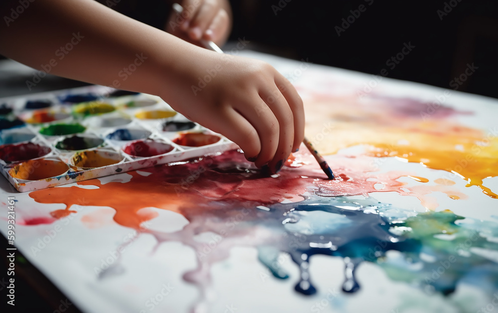 A child's hands bring imagination to life with vibrant paint A child's hands bring imagination to life with vibrant paint