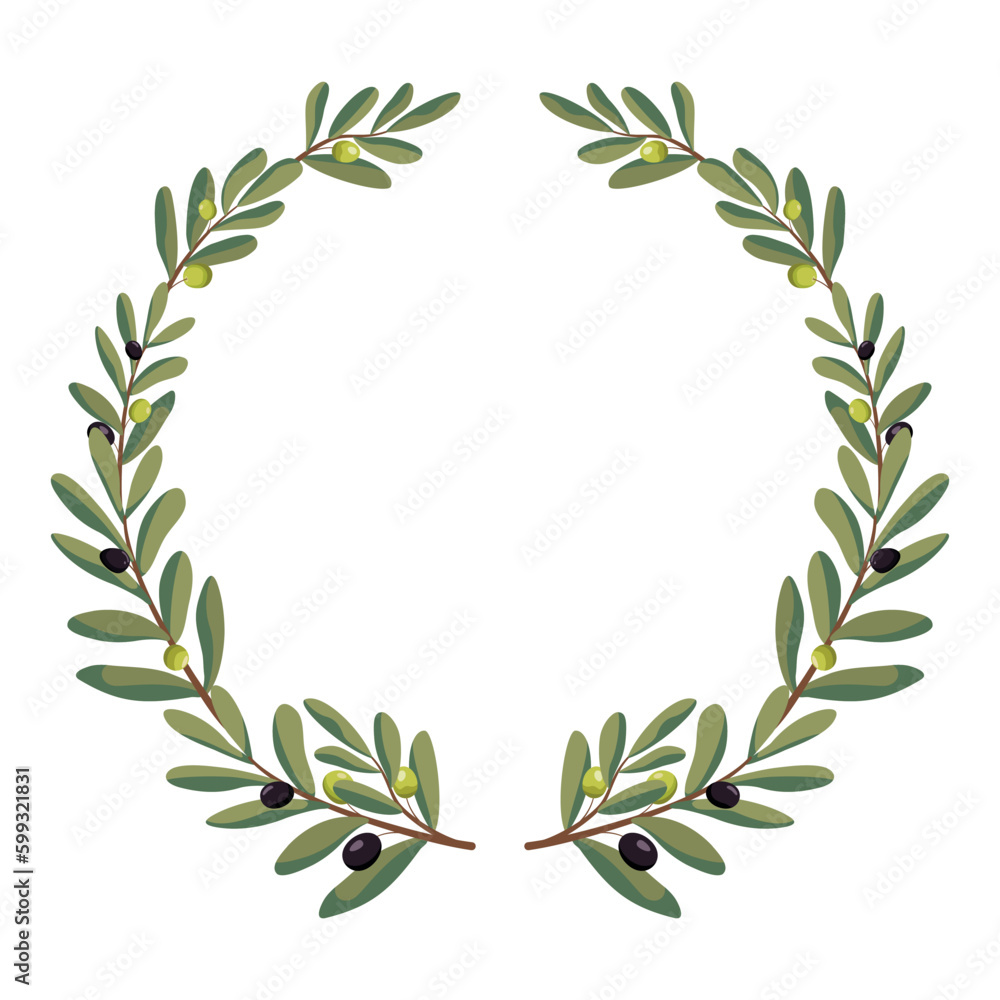 Vecteur Stock Olive branch round wreath. Vector illustration. Isolated ...