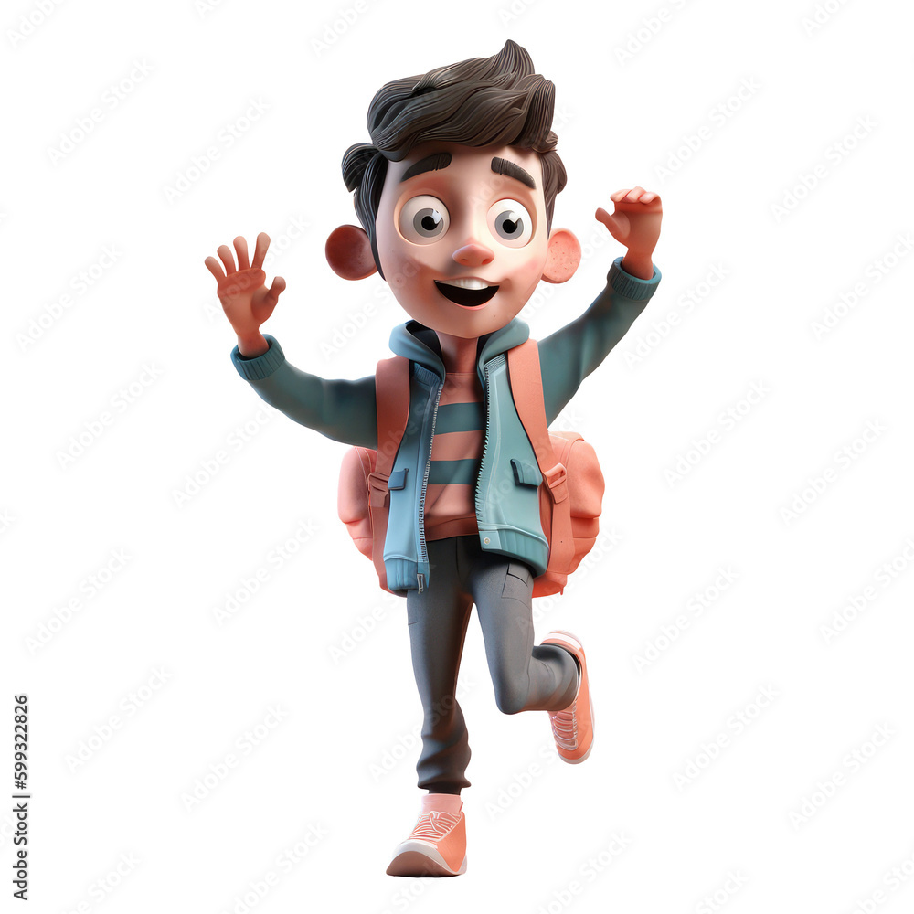 3d icon cute Young smiling Happy winning boy, people jumping character illustration. Cartoon boy minimal style on Isolated Transparent png background. Generative ai 3d icon cute Young smiling Happy winning boy, people jumping character illustration. Cartoon boy minimal style on Isolated Transparent png background. Generative ai