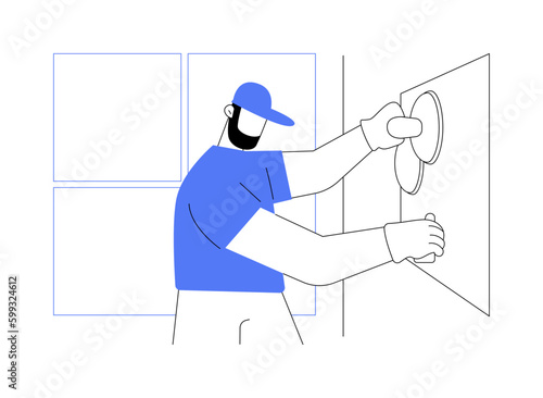 Laying wall tile abstract concept vector illustration.