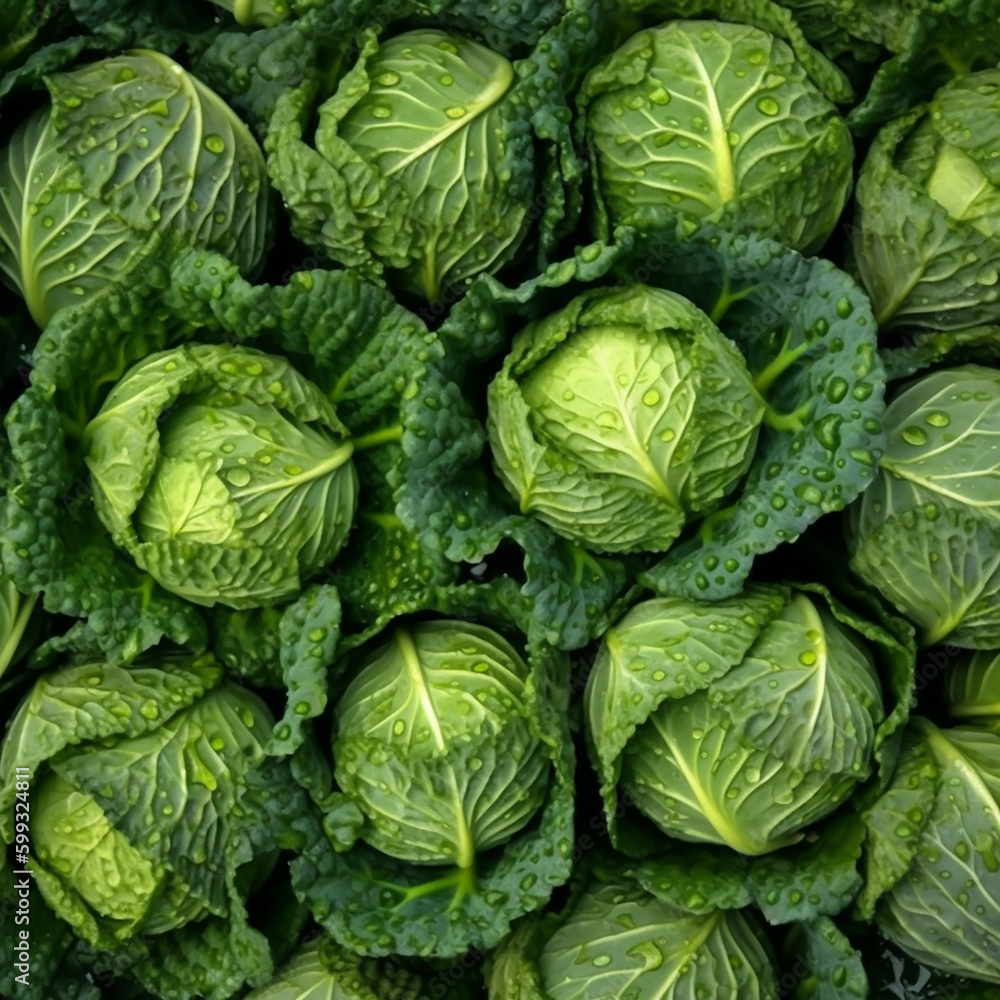 - green, fresh cabbage head, generative ai - green, fresh cabbage head, generative ai
