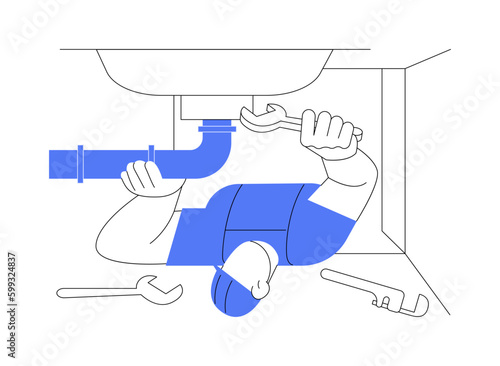 Installing plumbing fixtures abstract concept vector illustration.