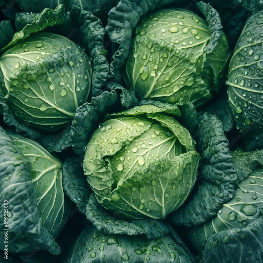 Obraz premium - green, fresh cabbage head, generative ai