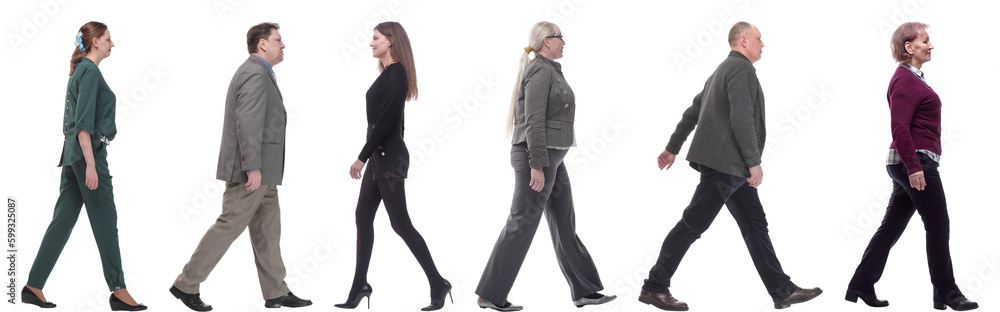 group of successful business people in motion isolated group of successful business people in motion isolated