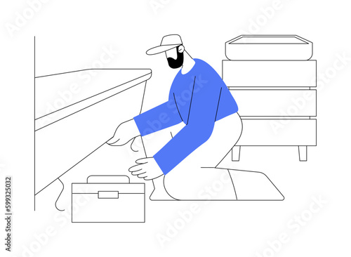Bathtub and shower installation abstract concept vector illustration.