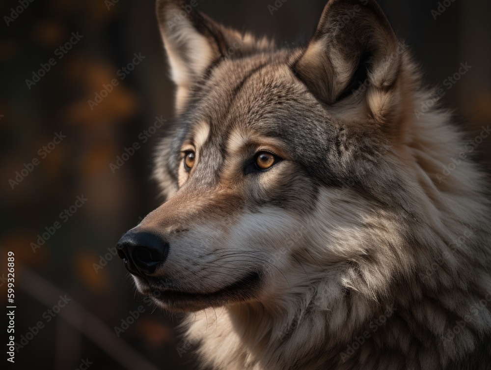 Captivating Gray Wolf in Nature, AI Generated