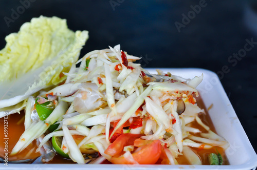 som tam ,spicy salad or Thai food photo