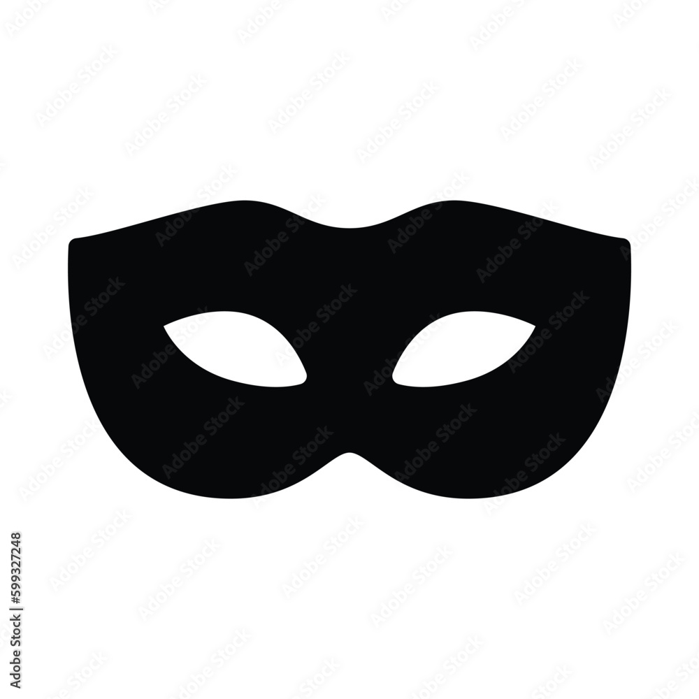 Thief mask in flat style icon, eye mask symbol, Masquerade costume simple black style sign for apps and website, vector illustration. Thief mask in flat style icon, eye mask symbol, Masquerade costume simple black style sign for apps and website, vector illustration.