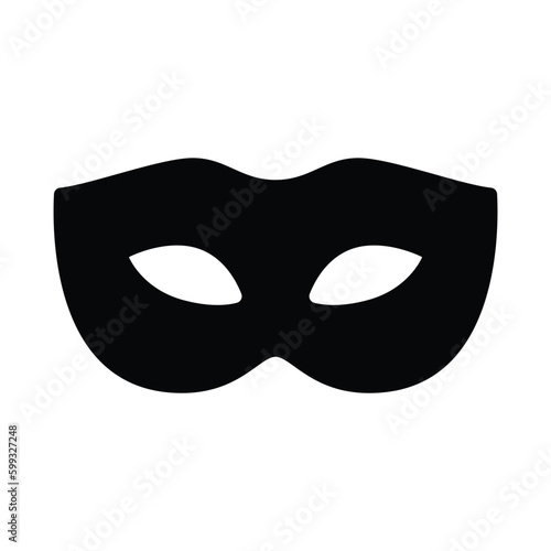 Thief mask in flat style icon, eye mask symbol, Masquerade costume simple black style sign for apps and website, vector illustration.