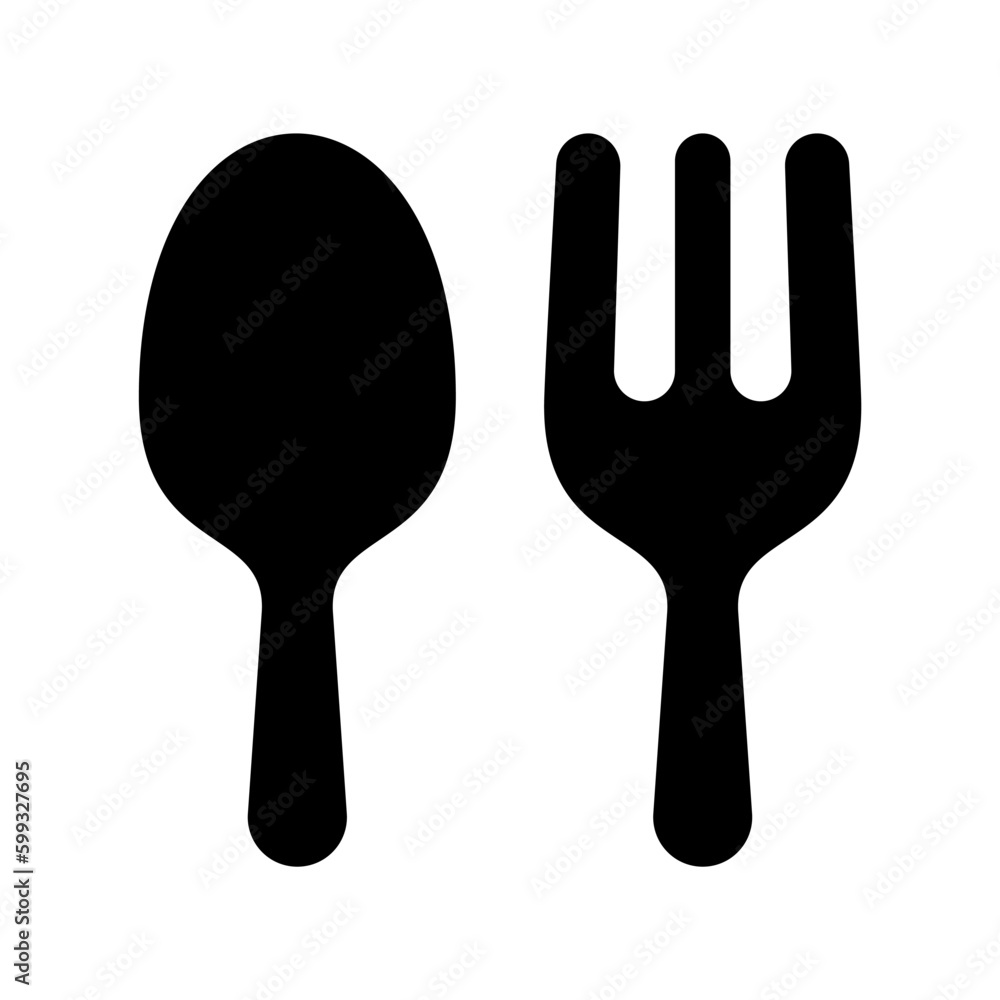 Fork and spoon in flat style icon, restaurant symbol, eat, meal, feed simple black style sign for apps and website, vector illustration. Fork and spoon in flat style icon, restaurant symbol, eat, meal, feed simple black style sign for apps and website, vector illustration.