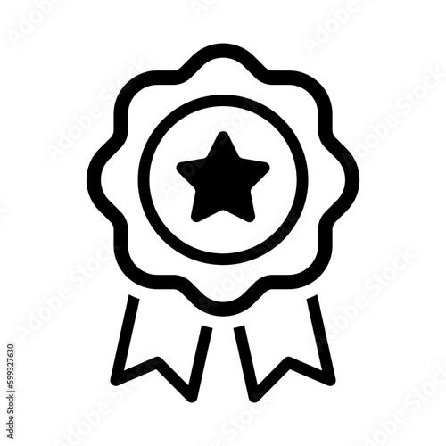 Winning award in line style icon, winning, prize, medal, badge, prize, achievement, seal, quality, star, certified medal symbol. badge with ribbons simple black style sign for apps and website, 