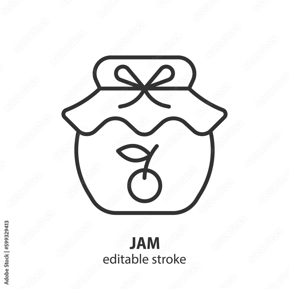 Jar of jam line icon. Marmalade vector symbol. Editable stroke. Jar of jam line icon. Marmalade vector symbol. Editable stroke.