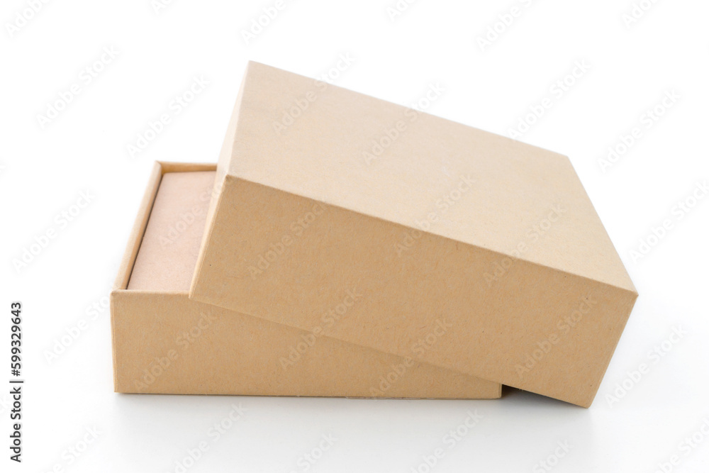 Eco-friendly packaging box, Paper Box For Branding on white isolated background Eco-friendly packaging box, Paper Box For Branding on white isolated background