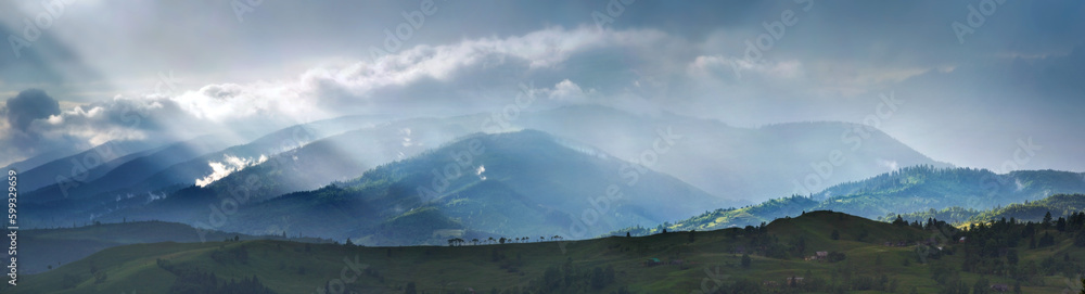 Panorama of mountains after raining season