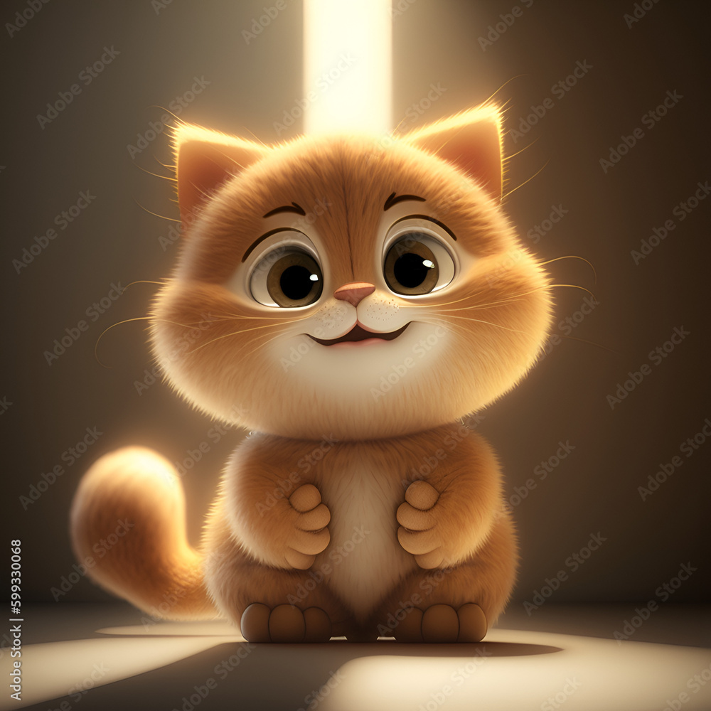 Fototapeta premium Credible_Cat_smiling_volumetric_lighting_happy_and_funny