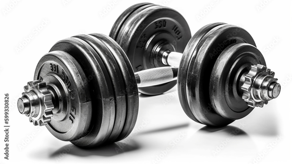 Gym dumbbell isolated on white background Ai generated image Gym dumbbell isolated on white background Ai generated image