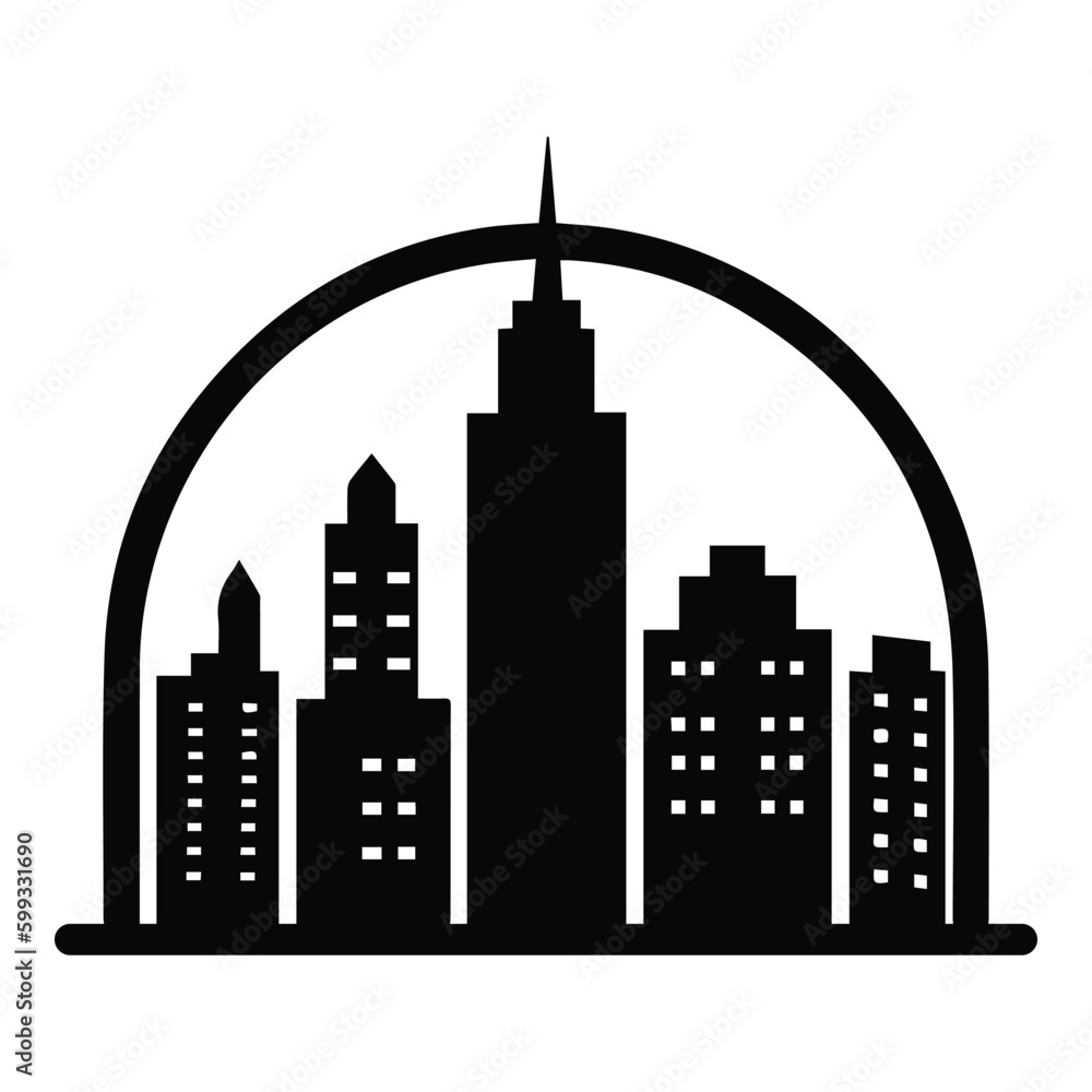 Modern City Flat Icon Isolated On White Background