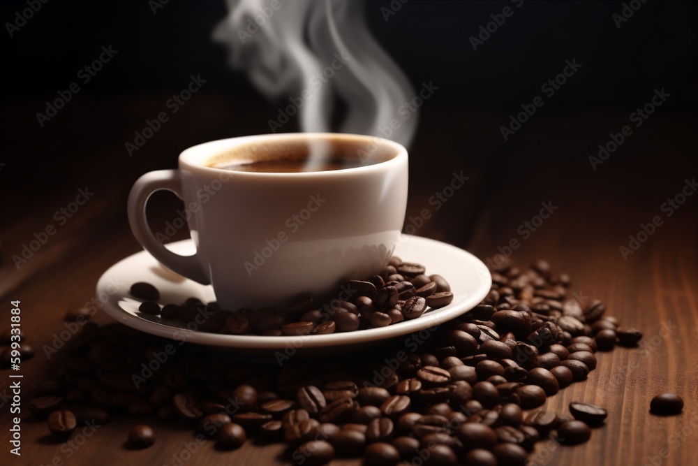 mug espresso brown cafe aroma breakfast morning drink cup bean. Generative AI. mug espresso brown cafe aroma breakfast morning drink cup bean. Generative AI.