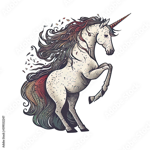 Majestic unicorn posing on a white isolated background. Unicorn Illustration.