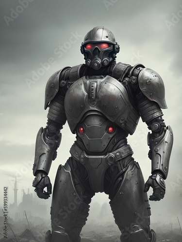 Robot cyborg posing