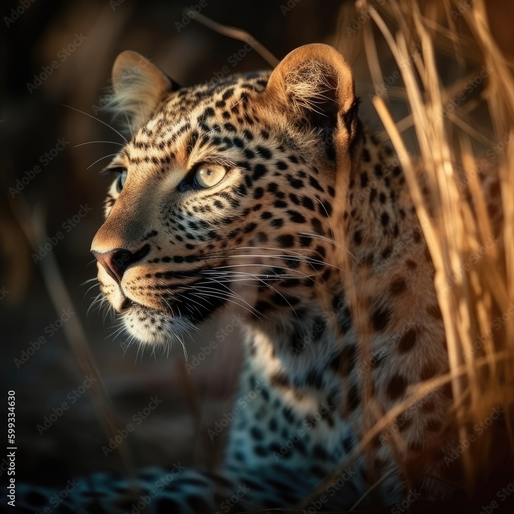Naklejka premium Leopard in natural habitat (generative AI)