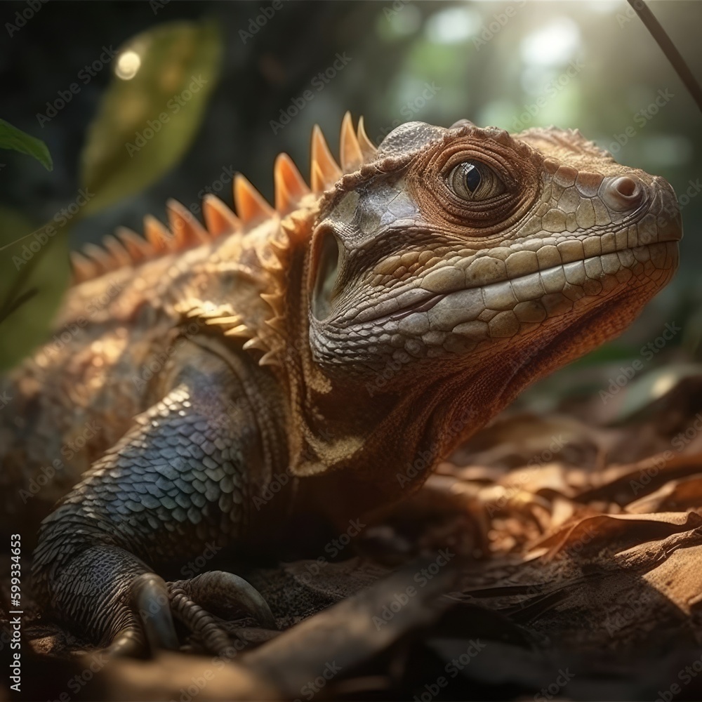 Obraz premium Iguana in natural habitat (generative AI)