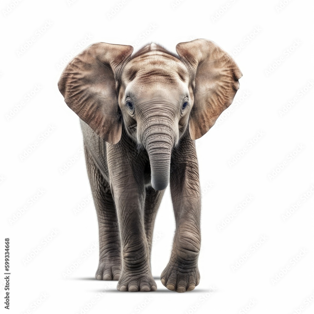 Fototapeta premium Baby Elephant isolated on white (generative AI)