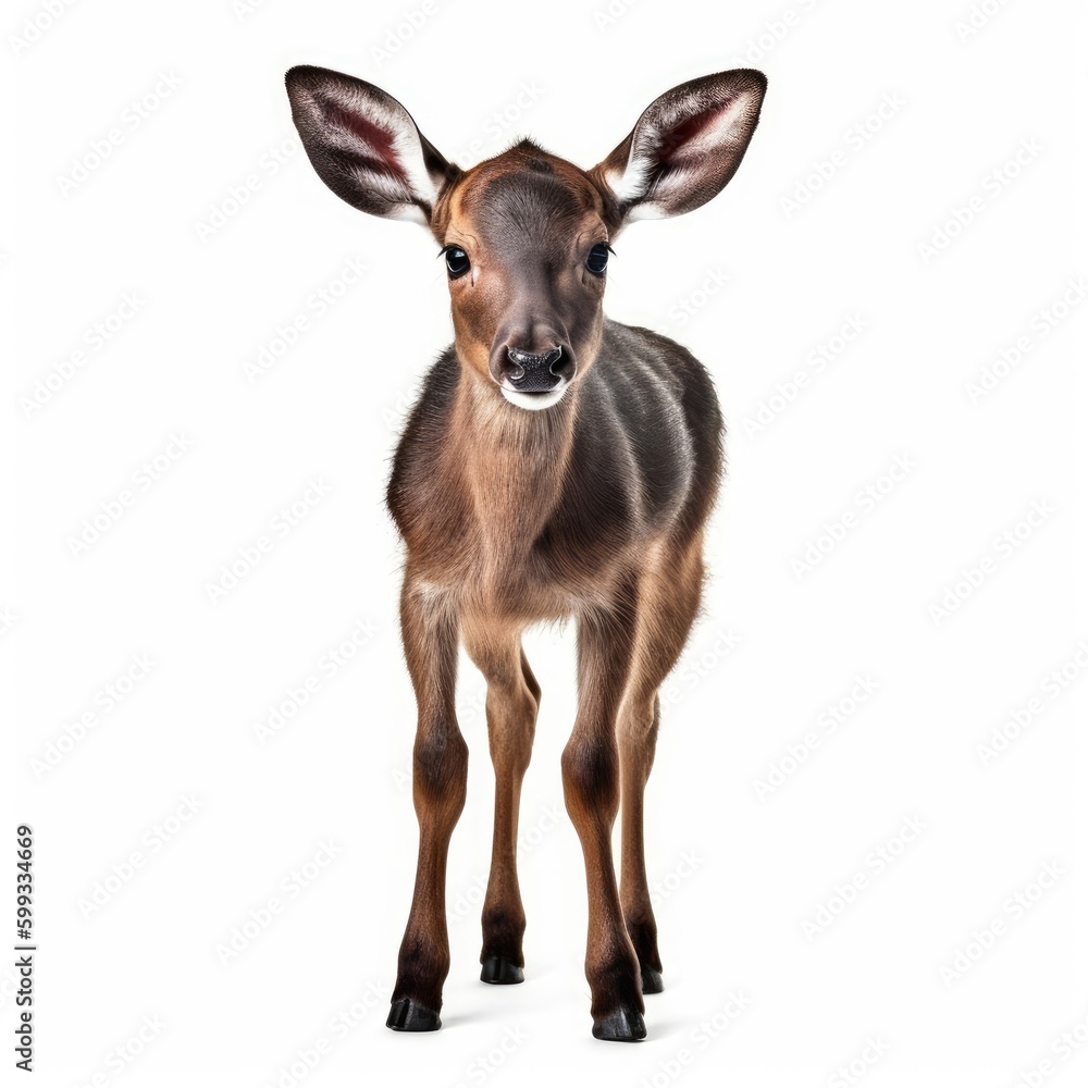 Fototapeta premium Baby Moose isolated on white (generative AI)