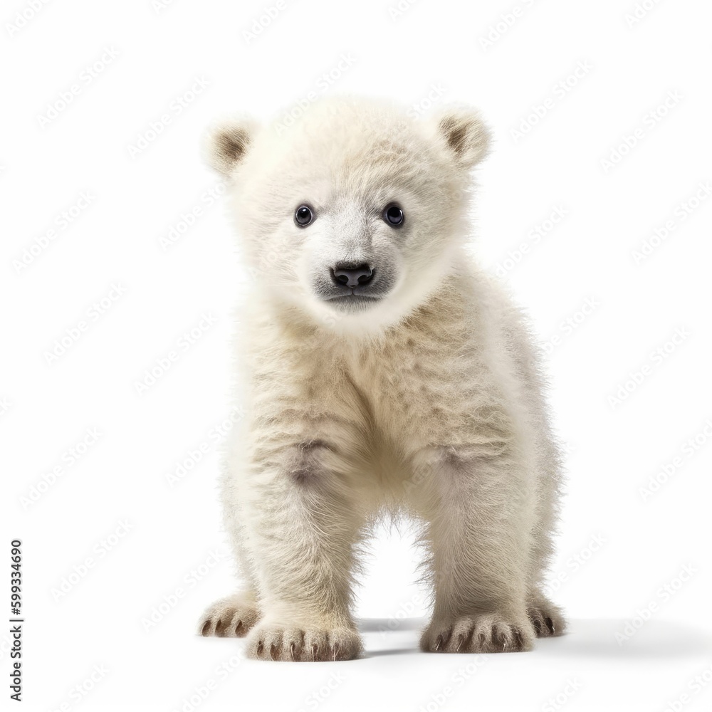 Fototapeta premium Baby Polar bear isolated on white (generative AI)