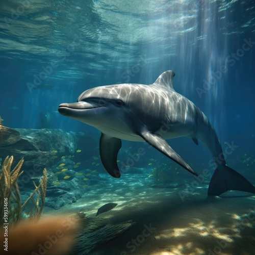Dolphin in natural habitat  generative AI 