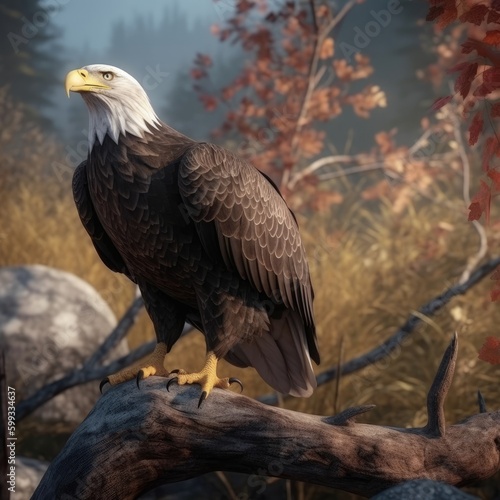 Bald Eagle in natural habitat (generative AI)