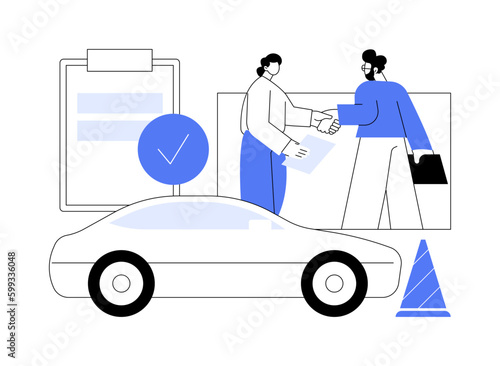 Passing driving school exam abstract concept vector illustration.