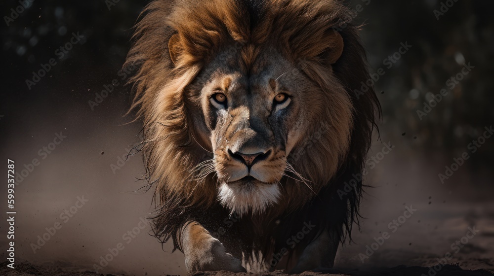 Stunning Lion Portrait, Majesty of Nature AI Generated Generative AI