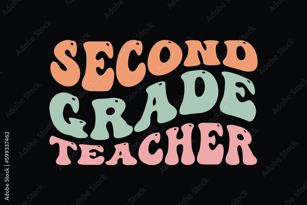 Obraz premium Best teacher wavy groovy t shirt design