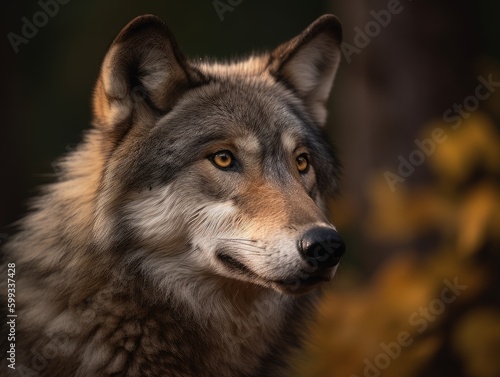 Captivating Gray Wolf in Nature  AI Generated Generative AI