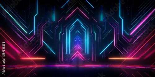 Abstract neon background, generative AI